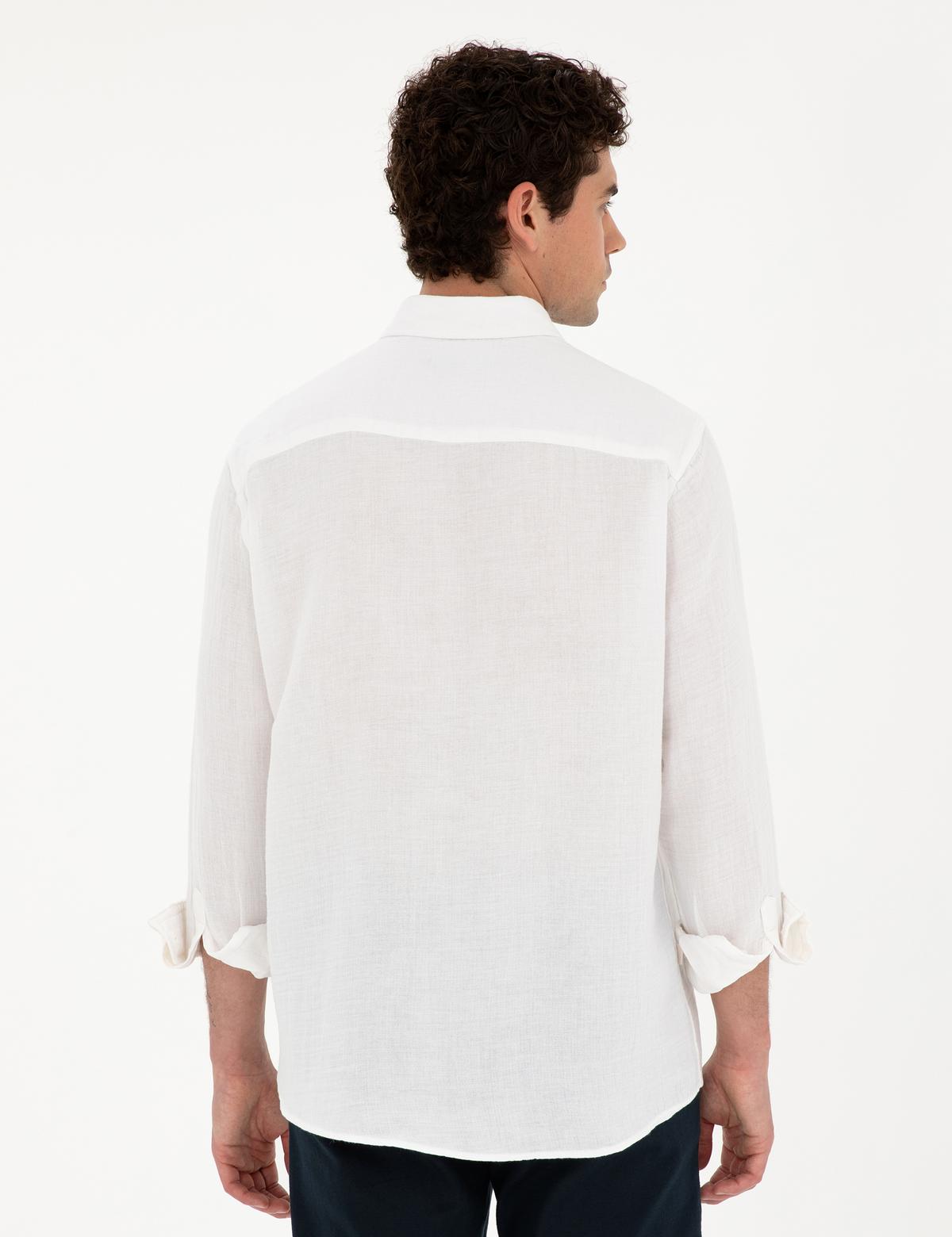 Beyaz Comfort Fit Uzun Kollu Gömlek - 50284592016