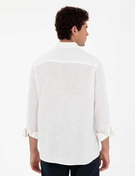 Beyaz Comfort Fit Uzun Kollu Gömlek - 50284592016