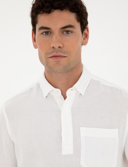 Beyaz Comfort Fit Uzun Kollu Gömlek - 50284592016