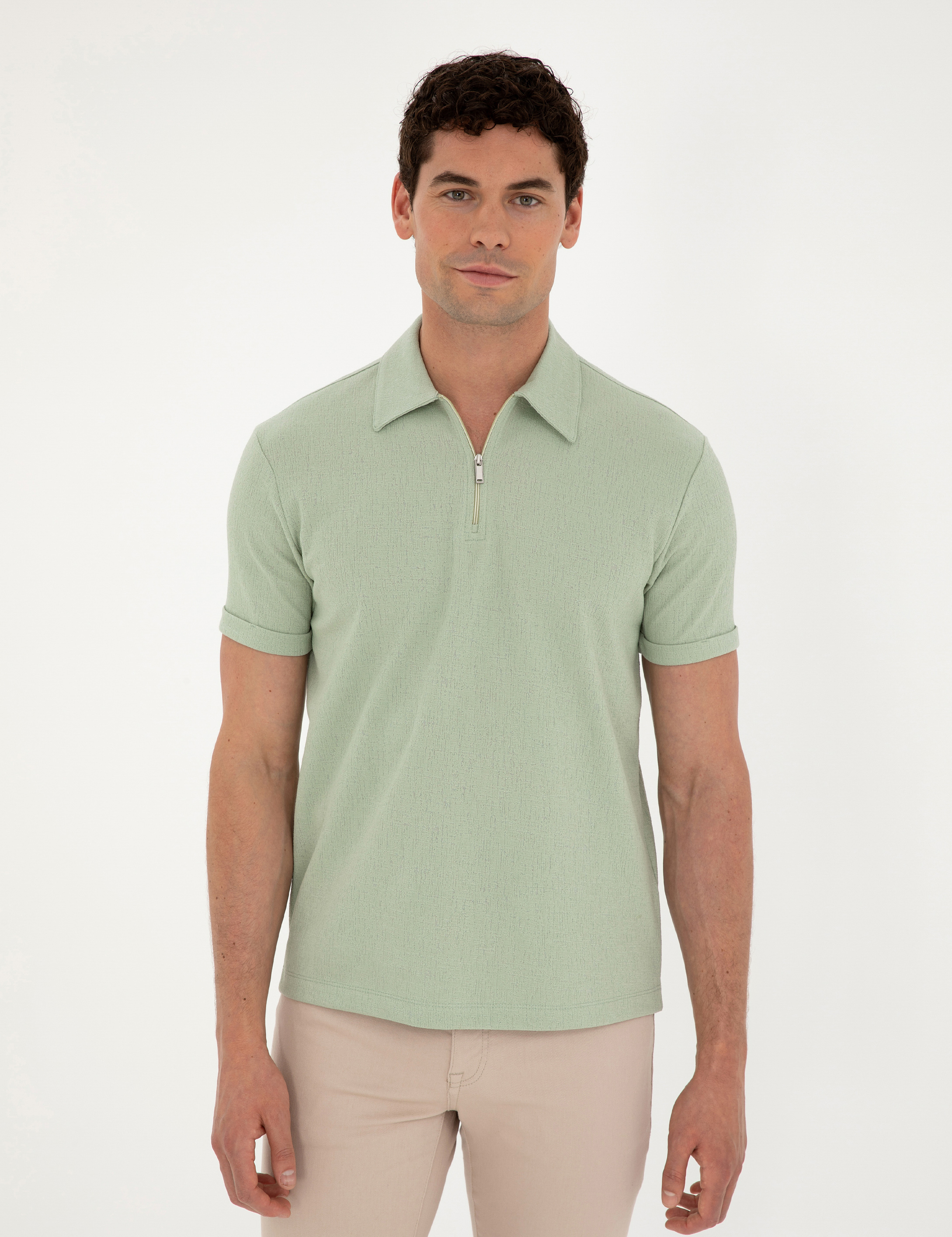 Yeşil Slim Fit Tişört - Image 3