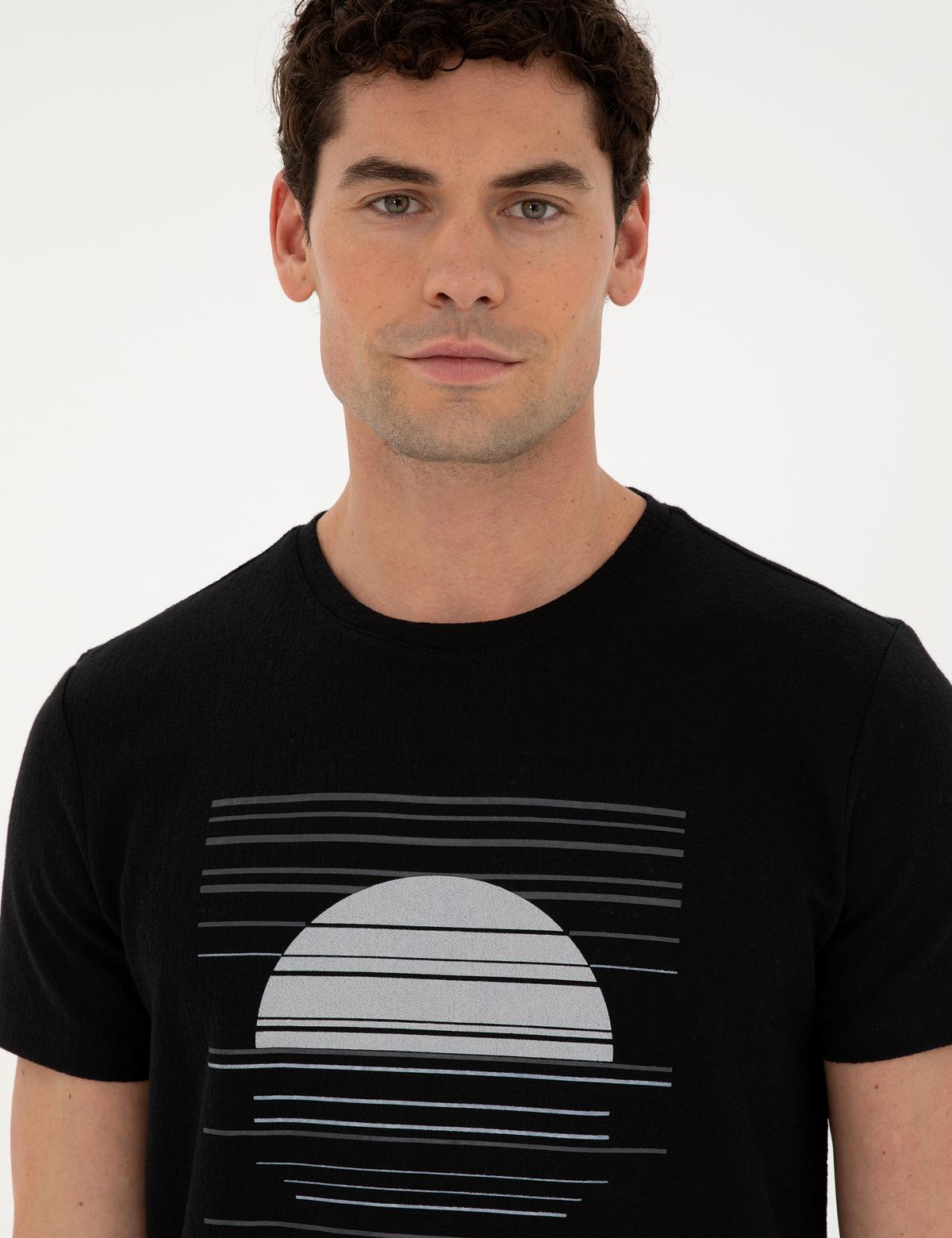 Siyah Slim Fit Tişört - 50285390024