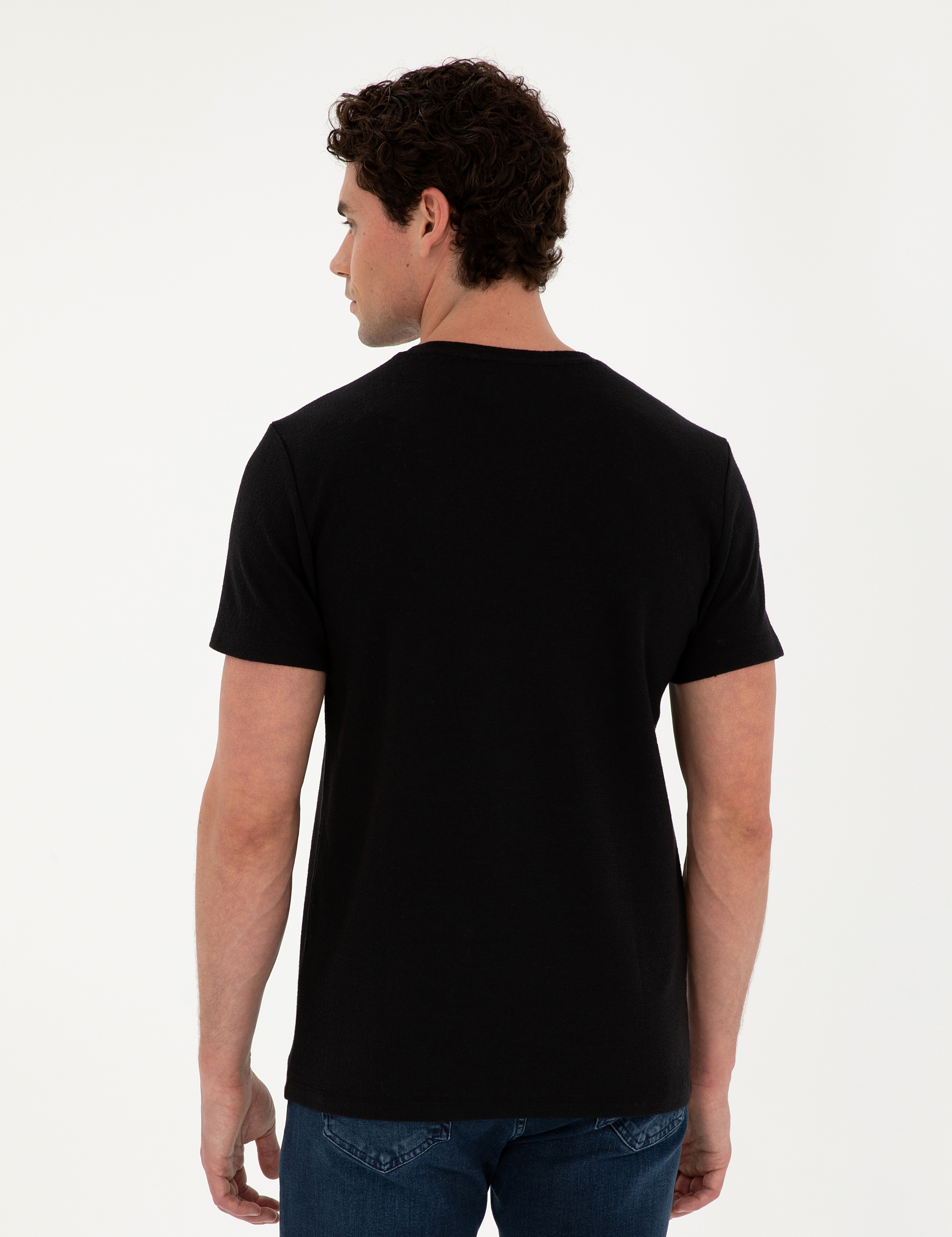 Siyah Slim Fit Tişört - Image 5