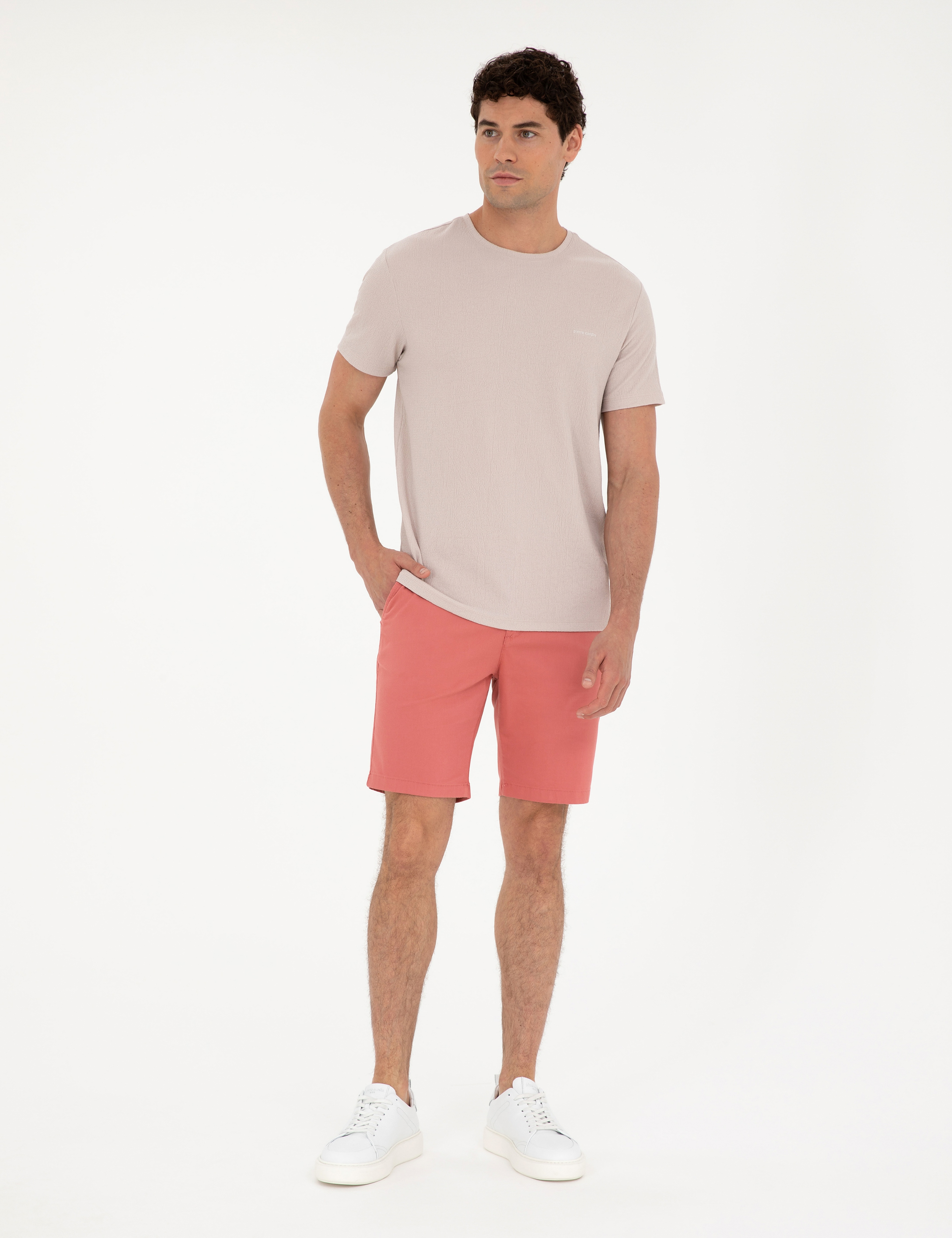 Bej Slim Fit Tişört - Image 4