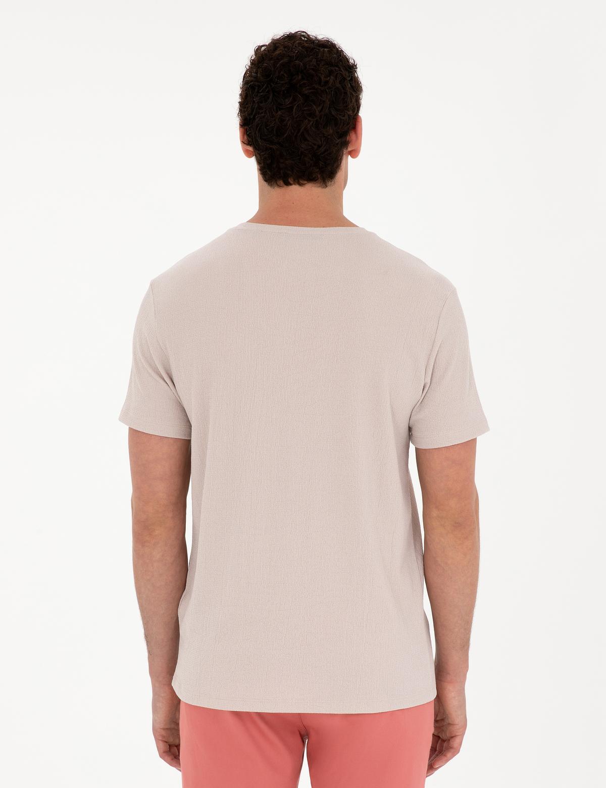 Bej Slim Fit Tişört - 50288914002