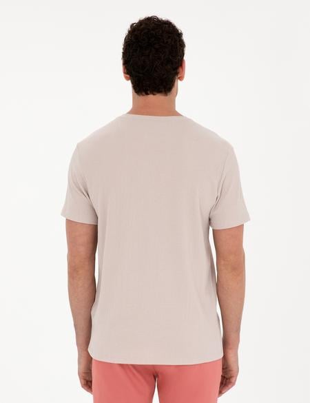 Bej Slim Fit Tişört - 50288914002