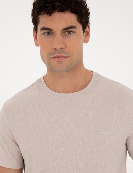 Bej Slim Fit Tişört - 50288914002