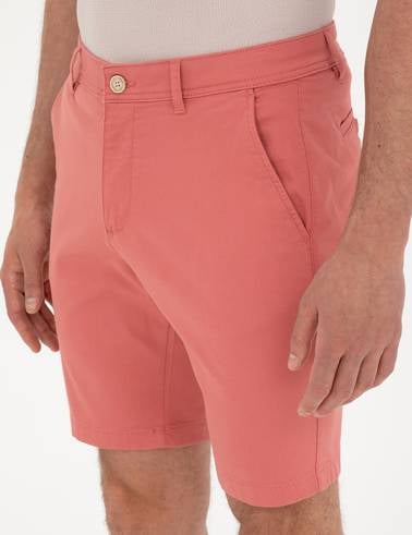Pembe Slim Fit Dokuma Şort
