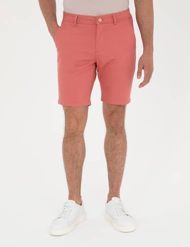 Pembe Slim Fit Dokuma Şort