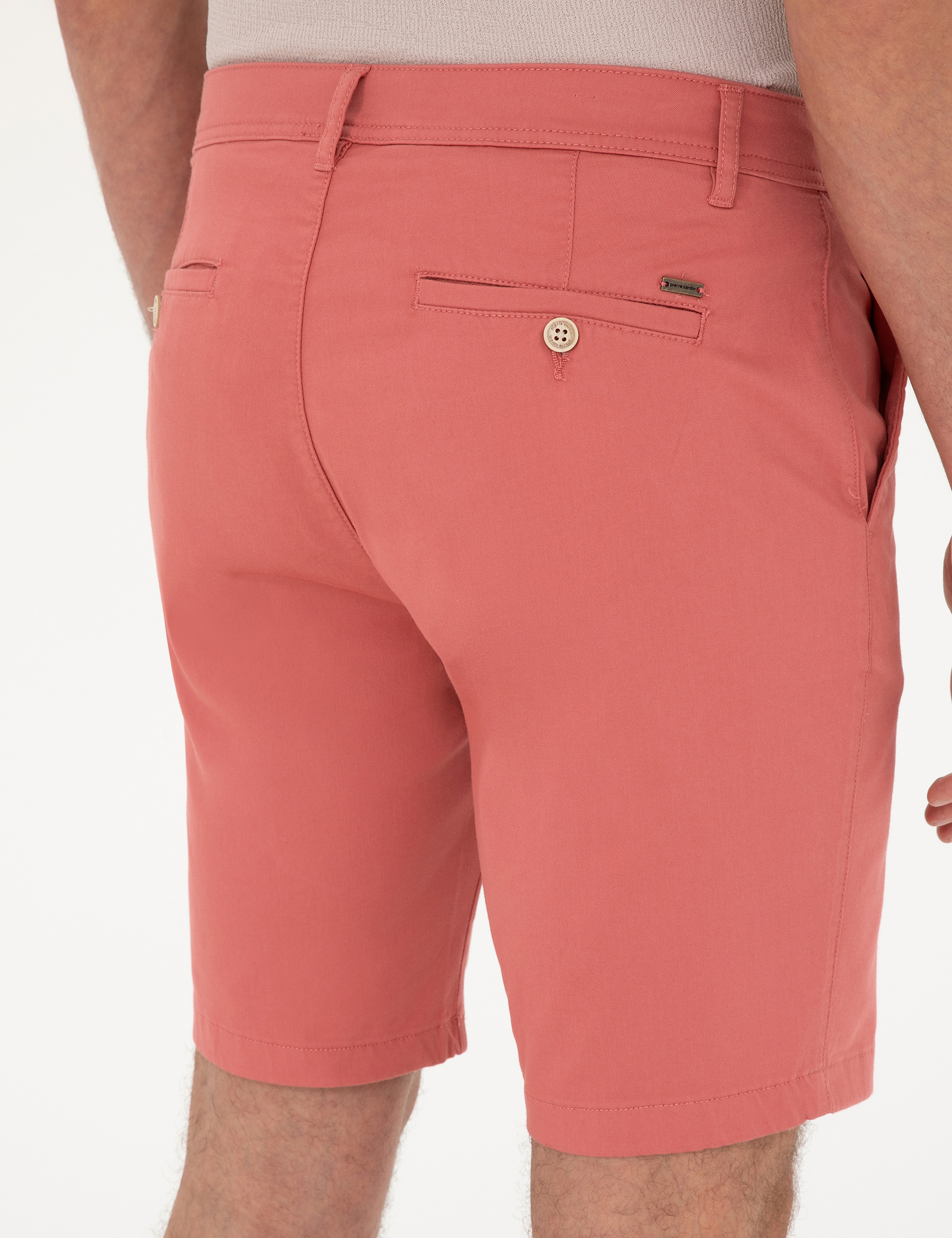 Pembe Slim Fit Dokuma Şort - Image 6