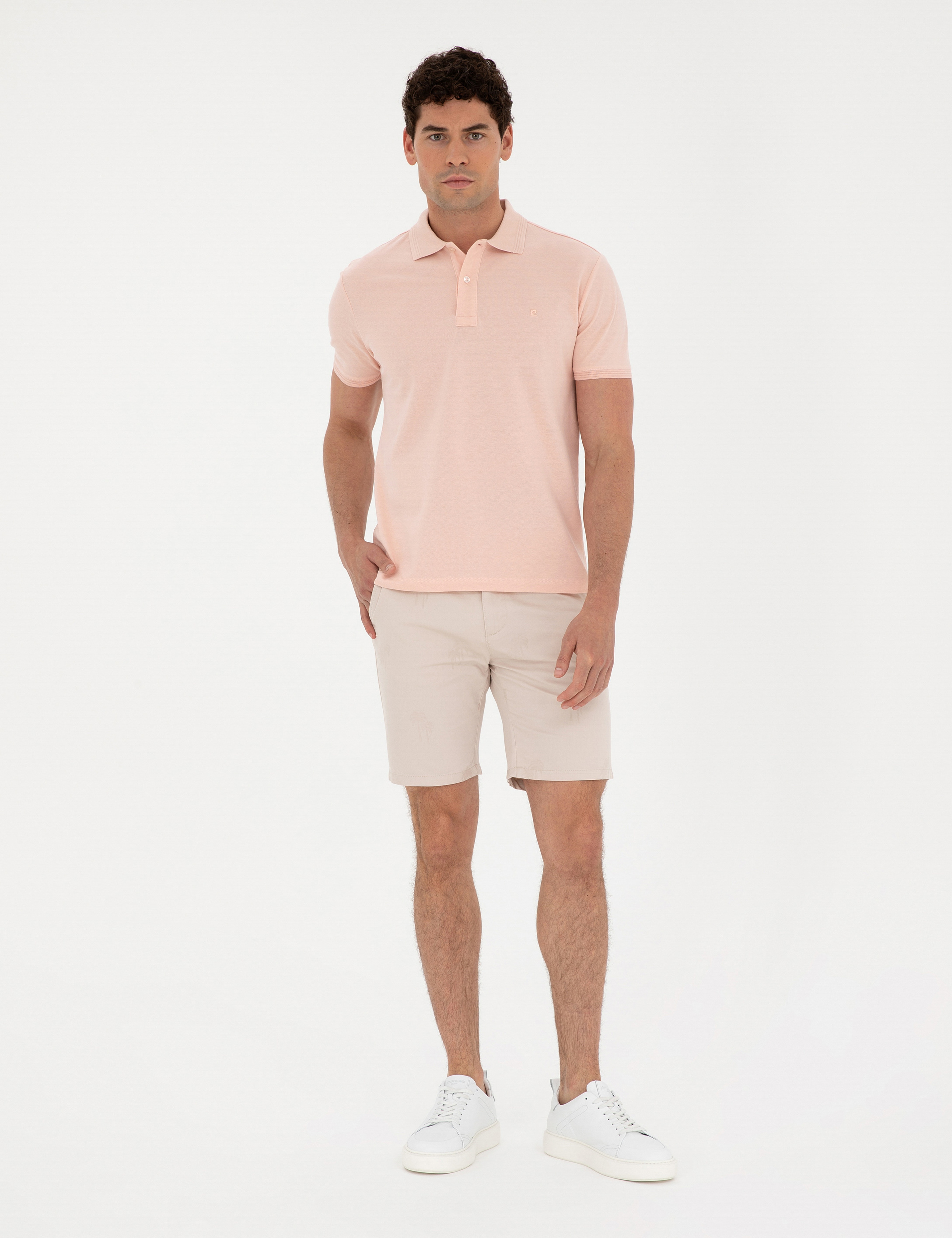 Bej Slim Fit Dokuma Şort - Image 1