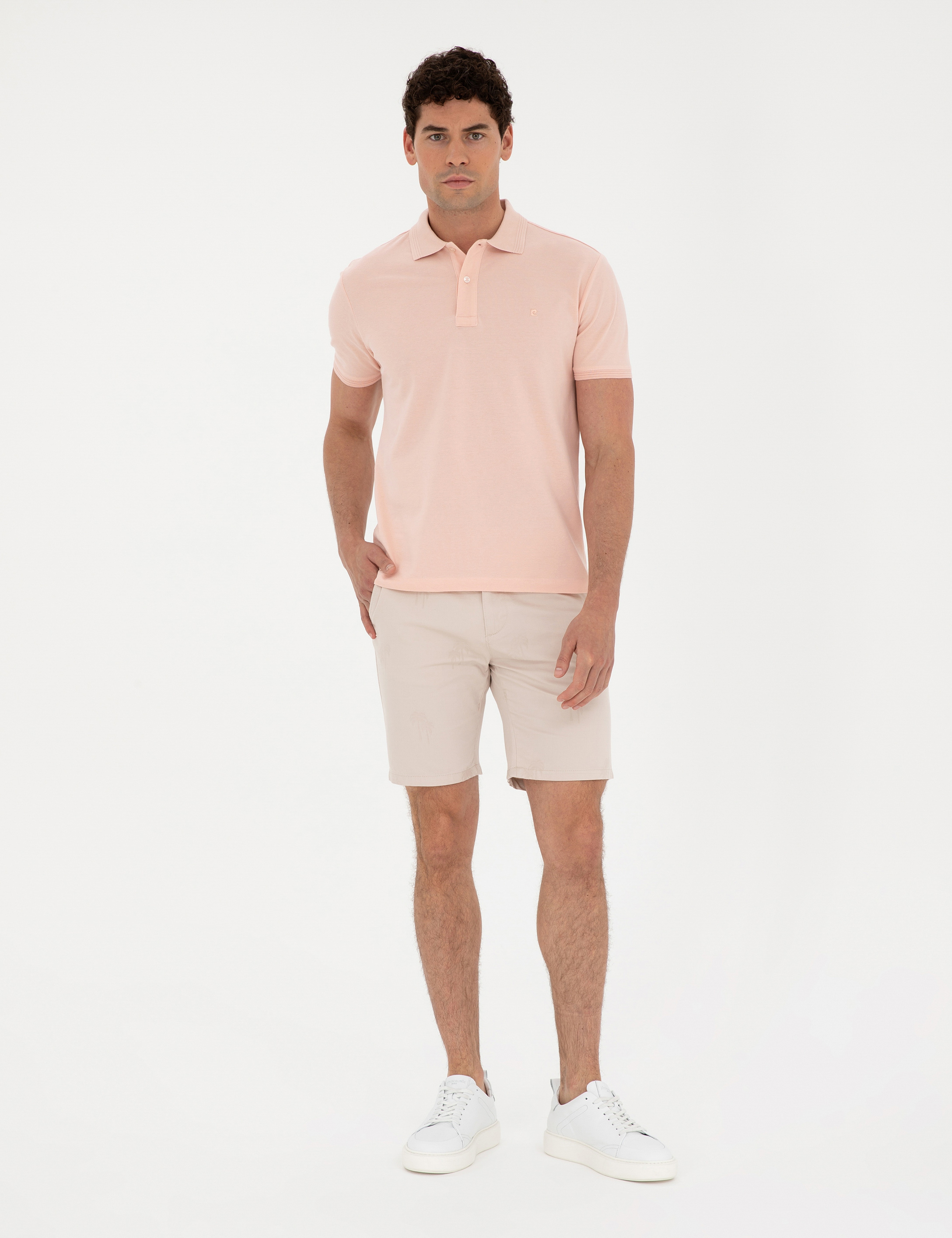 Bej Slim Fit Dokuma Şort