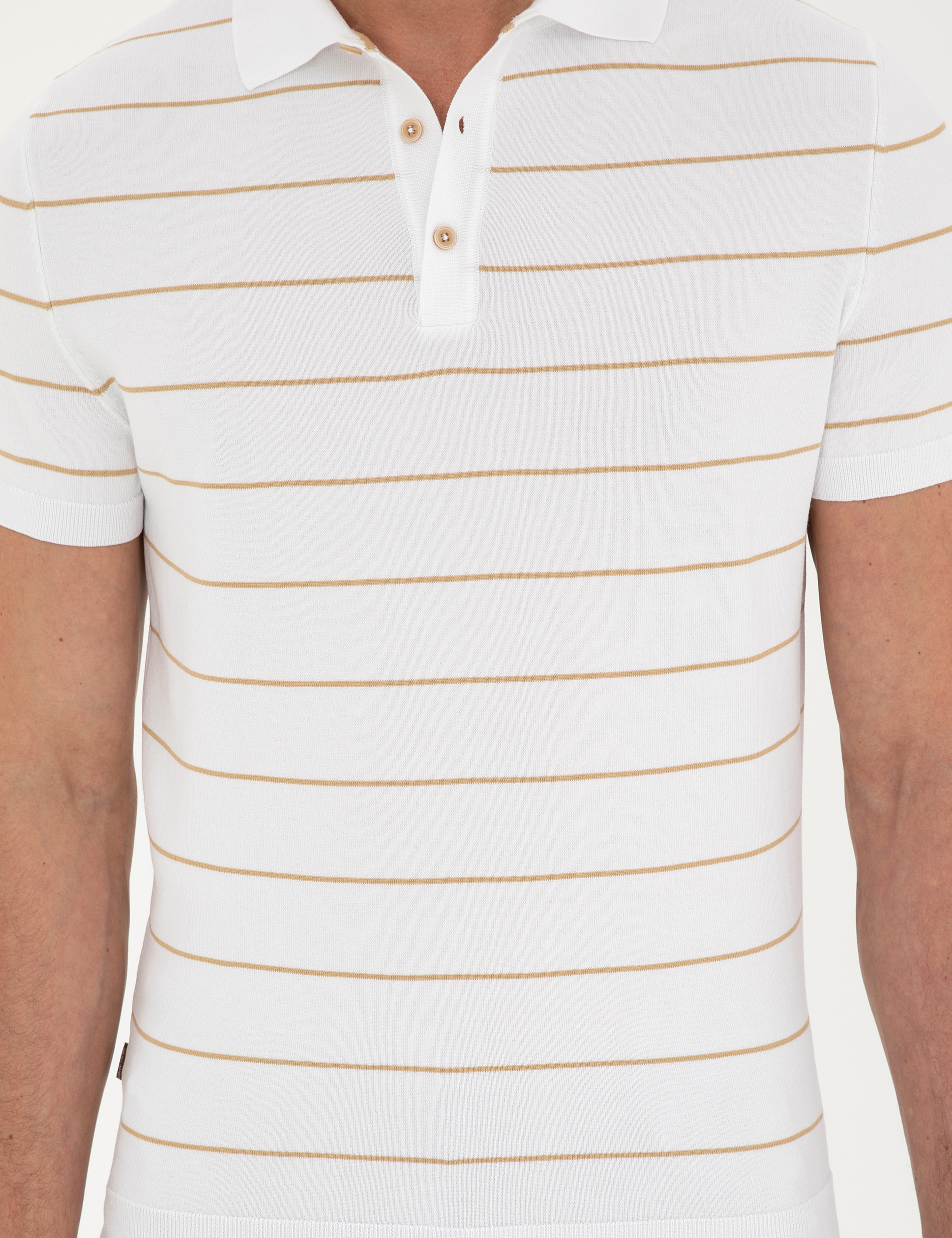 Kahverengi Slim Fit Düğmeli Polo Yaka Triko Tişört - Image 6