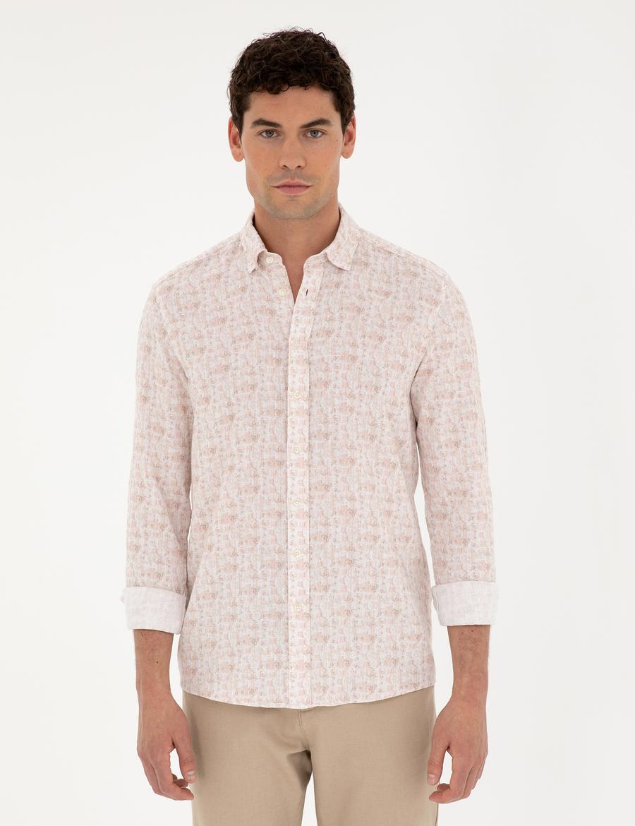 Pudra Slim Fit Uzun Kollu Gömlek