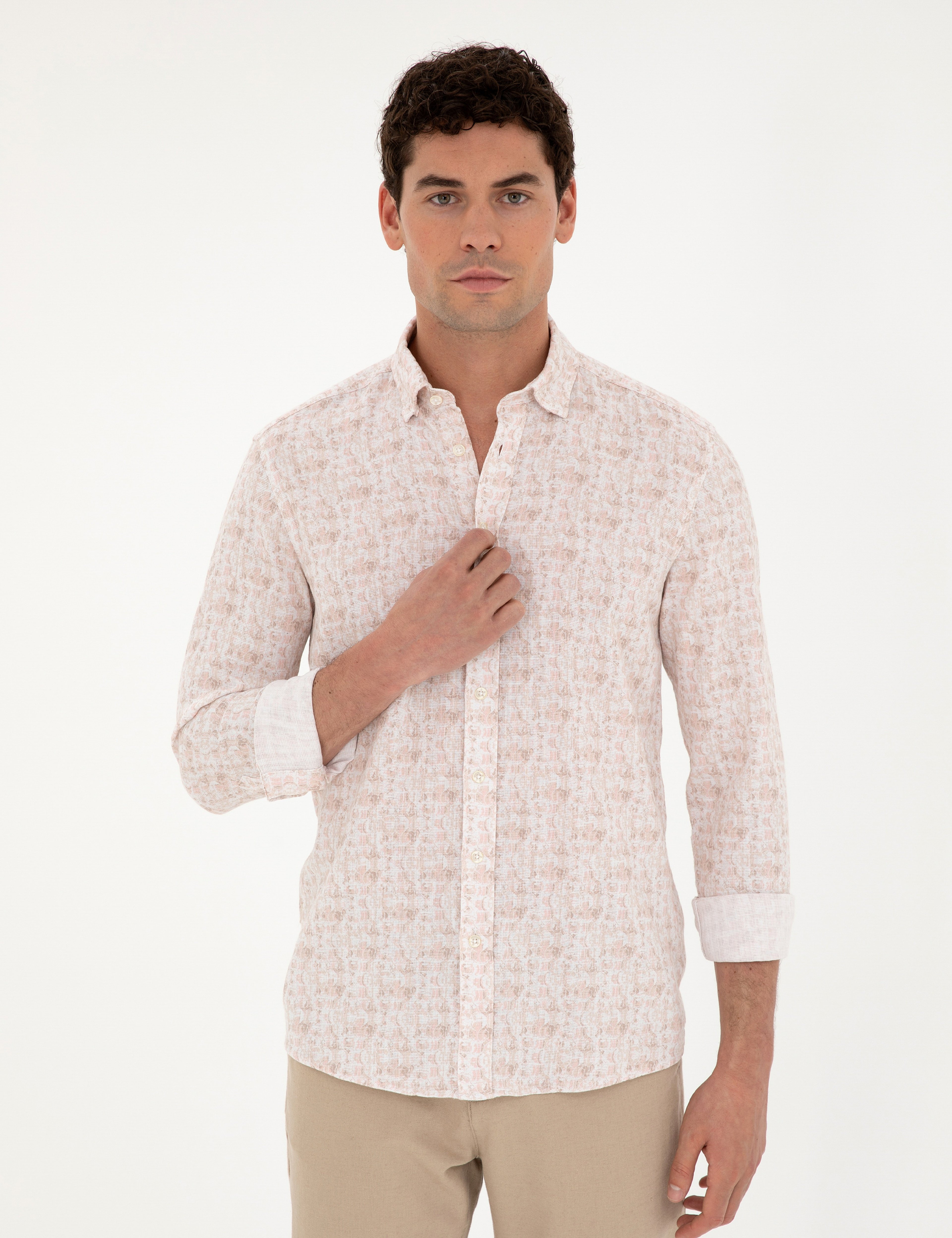 Pudra Slim Fit Uzun Kollu Gömlek - Image 3