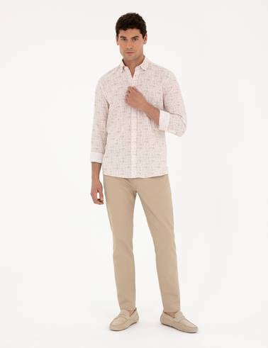 Pudra Slim Fit Uzun Kollu Gömlek