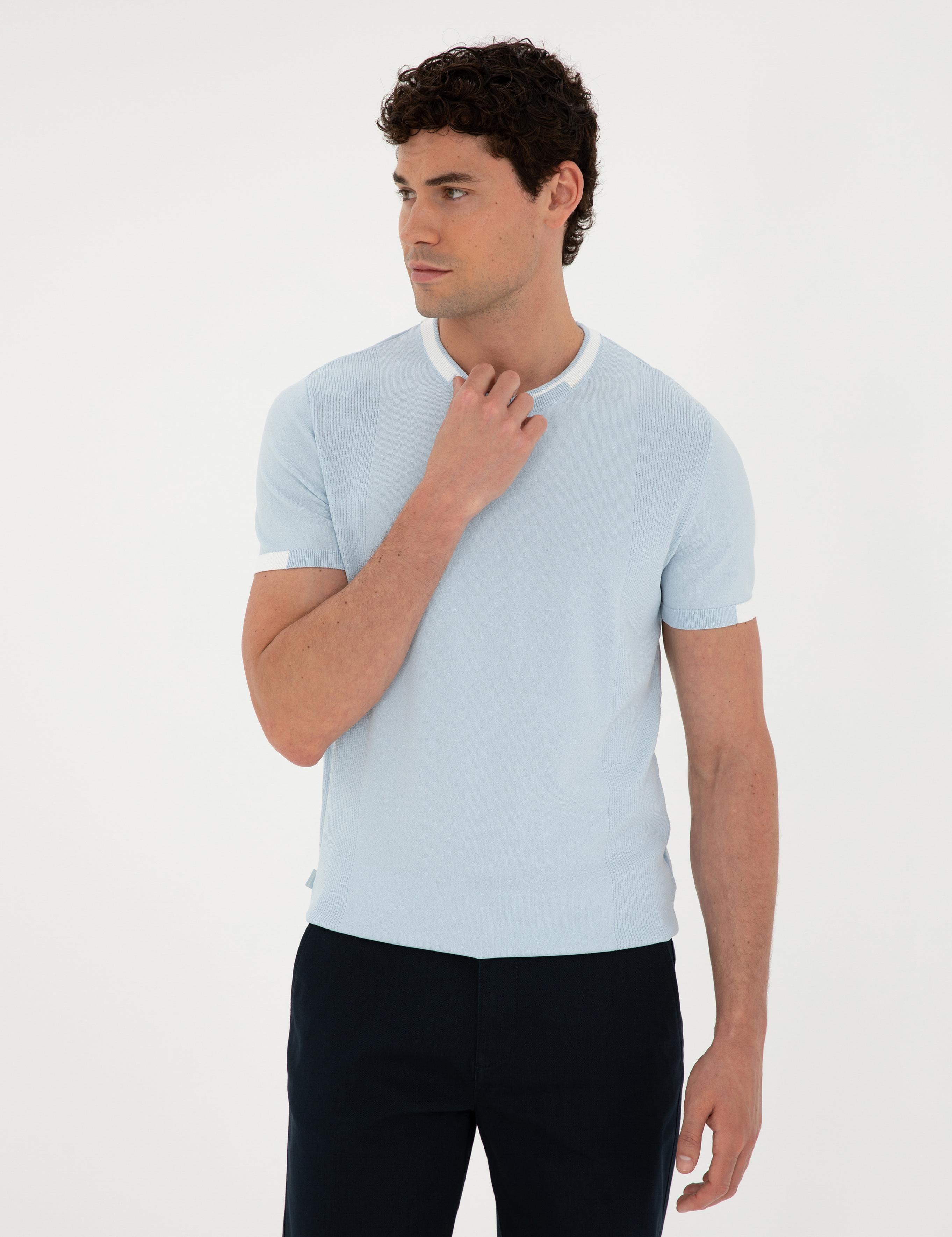 Mavi Slim Fit Bisiklet Yaka Triko Tişört