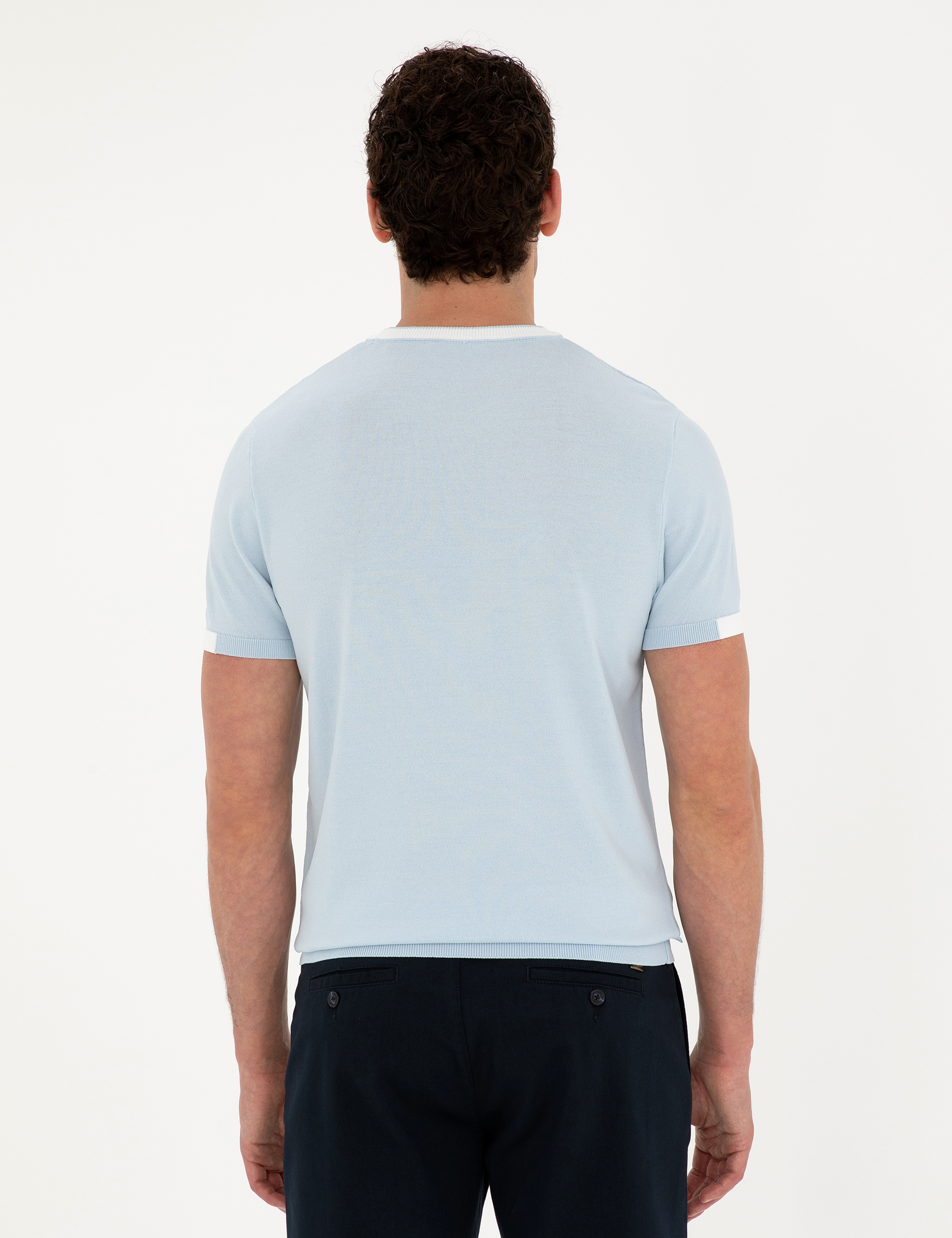 Mavi Slim Fit Bisiklet Yaka Triko Tişört - Image 5