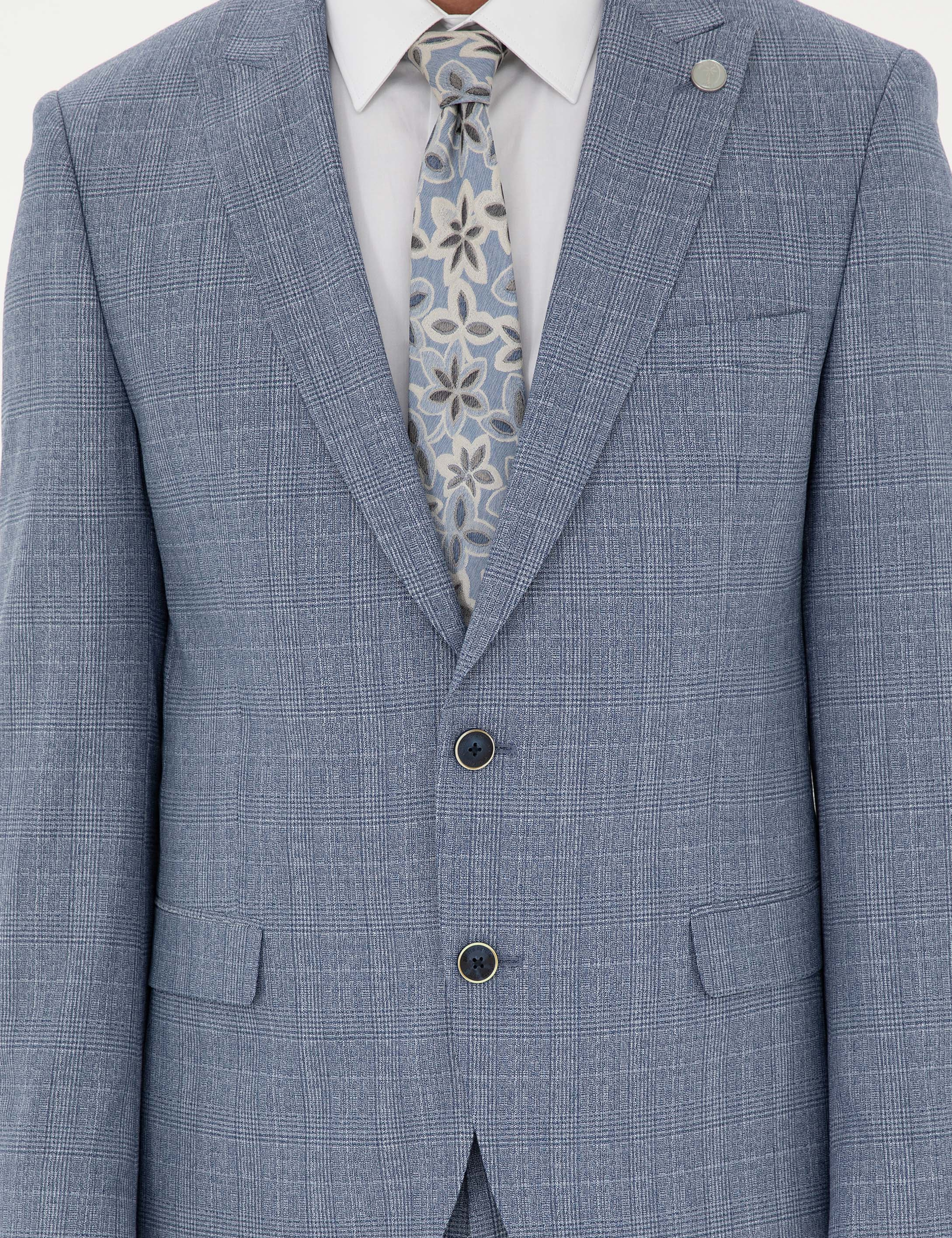 Saks Extra Slim Fit Ekose Takım Elbise - Image 6