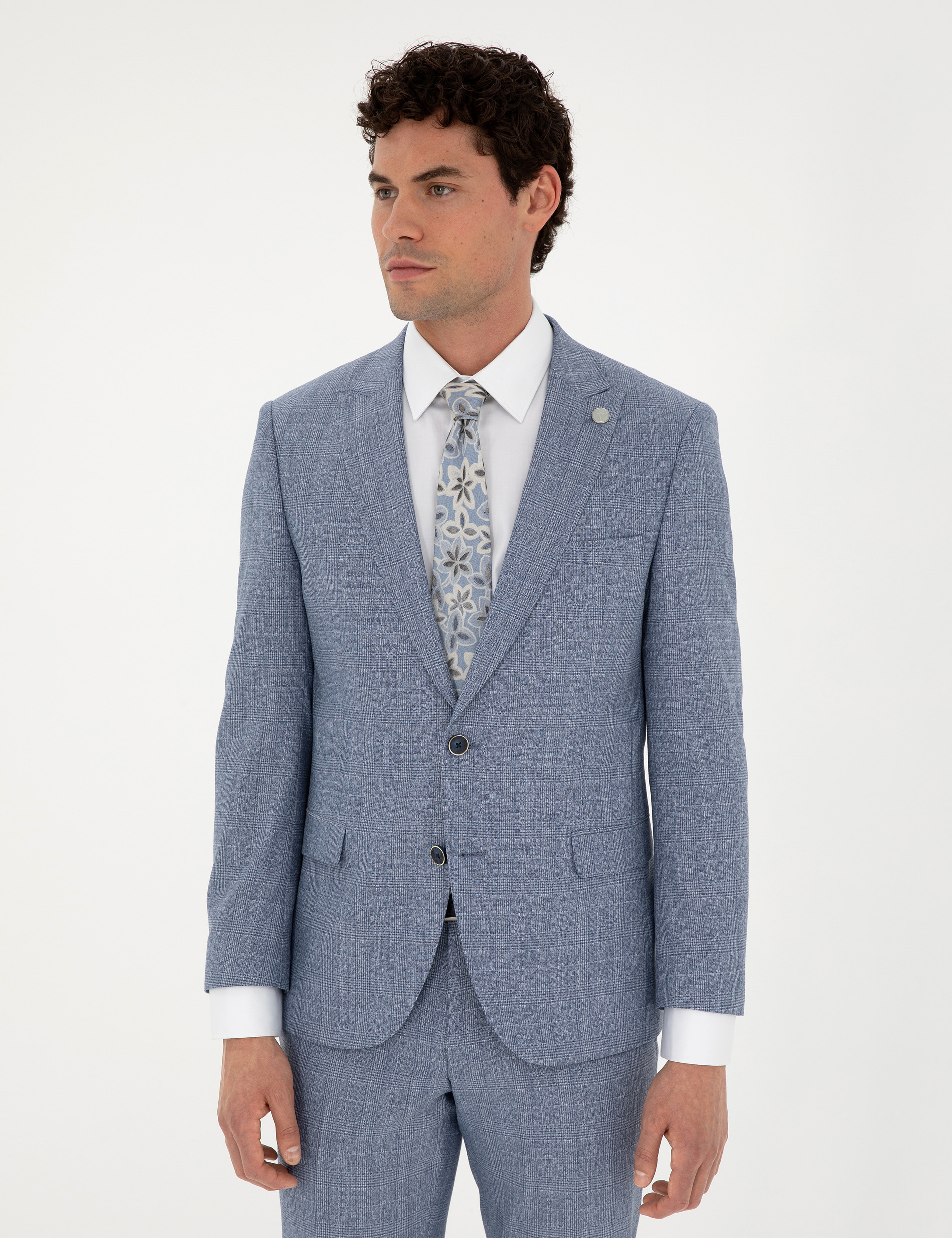 Saks Extra Slim Fit Ekose Takım Elbise - Image 3