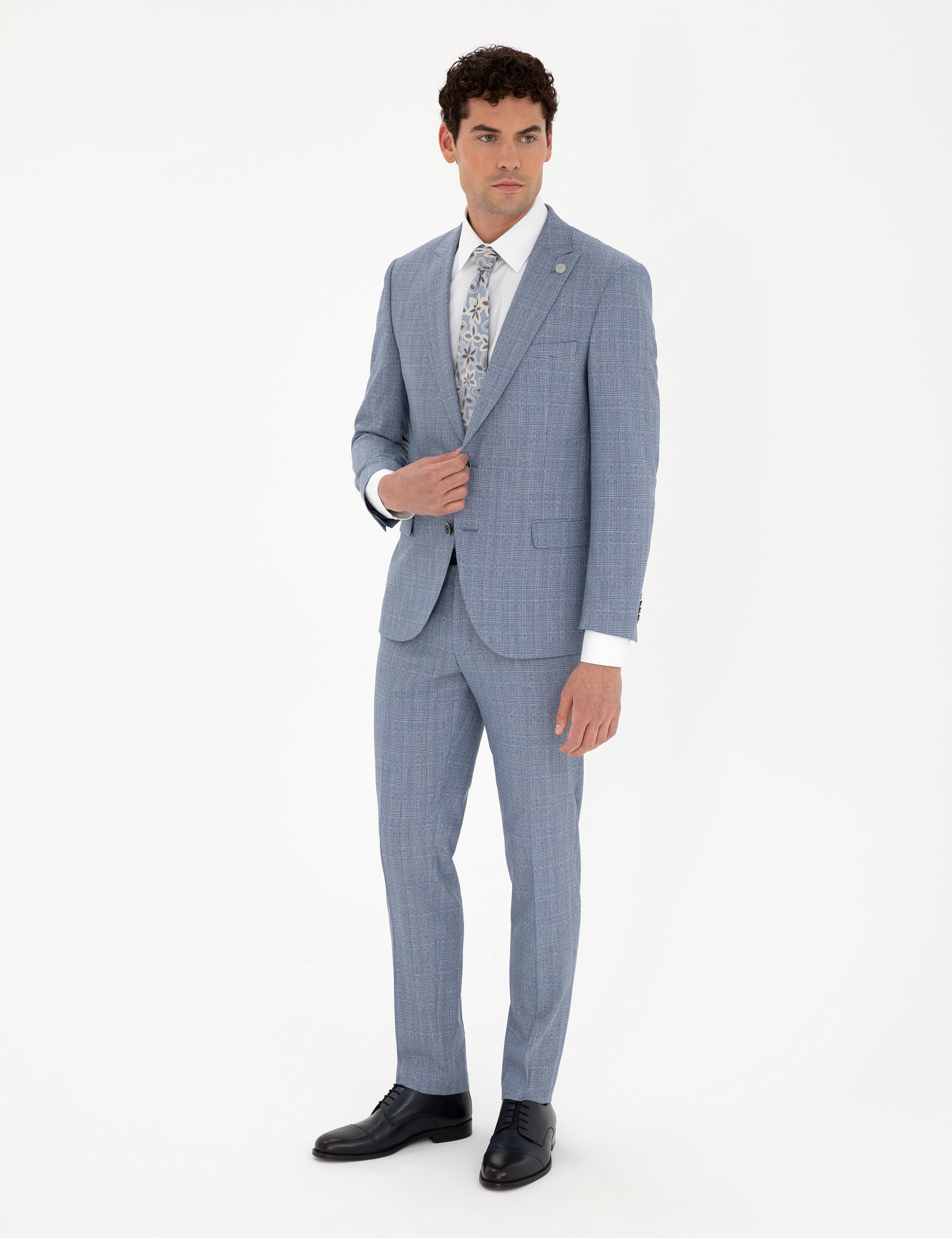 Saks Extra Slim Fit Ekose Takım Elbise