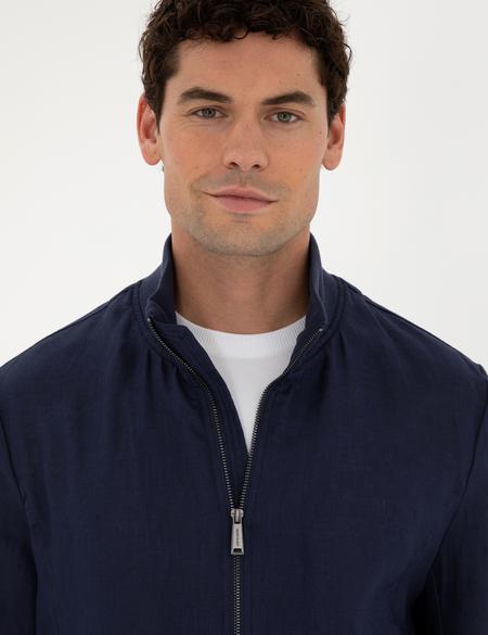 Lacivert Keten Baharlık Mevsimlik Mont - 50288213011