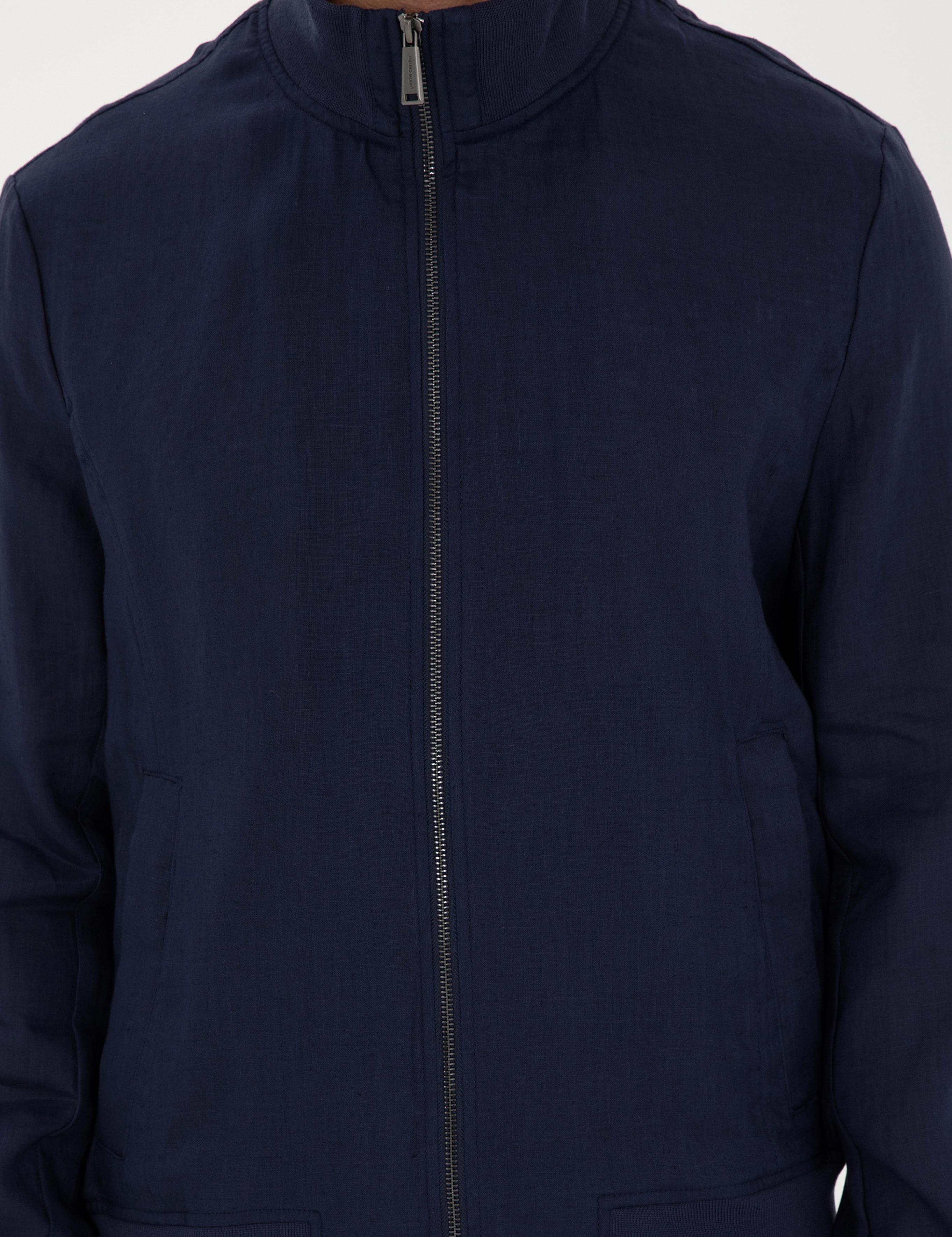 Lacivert Keten Baharlık Mevsimlik Mont