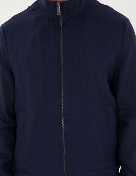 Lacivert Keten Baharlık Mevsimlik Mont - 50288213011