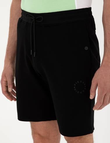 Siyah Regular Fit Örme Şort