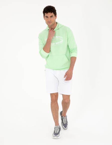 Beyaz Regular Fit Örme Şort - 50284172036