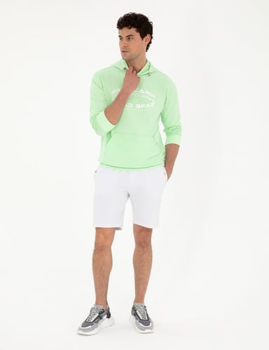 Beyaz Regular Fit Örme Şort