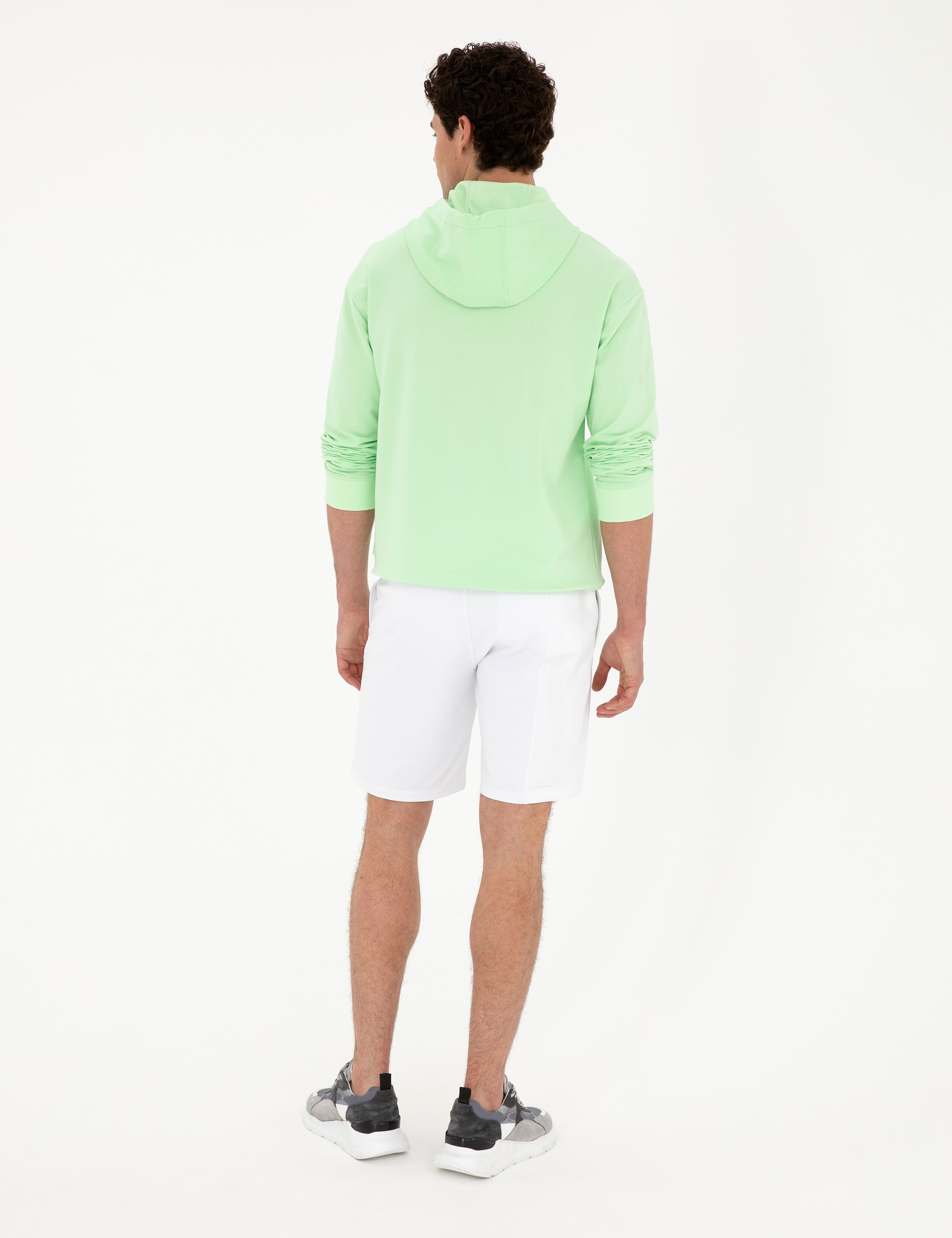 Beyaz Regular Fit Örme Şort - Image 4