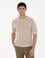 Bej Comfort Fit Bisiklet Yaka Triko Tişört