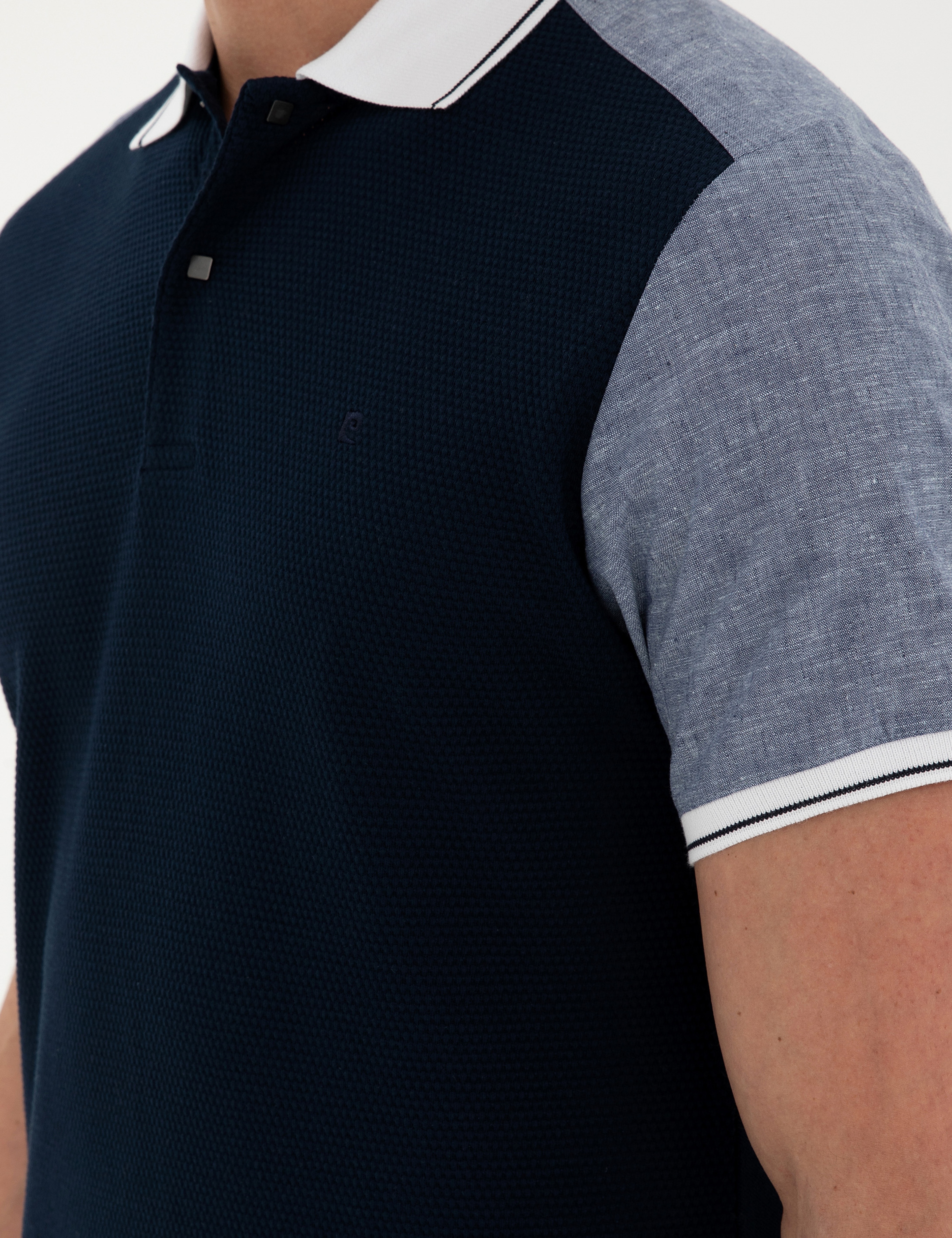 Lacivert Slim Fit %100 Pamuk Düğmeli Polo Yaka Tişört - Image 7