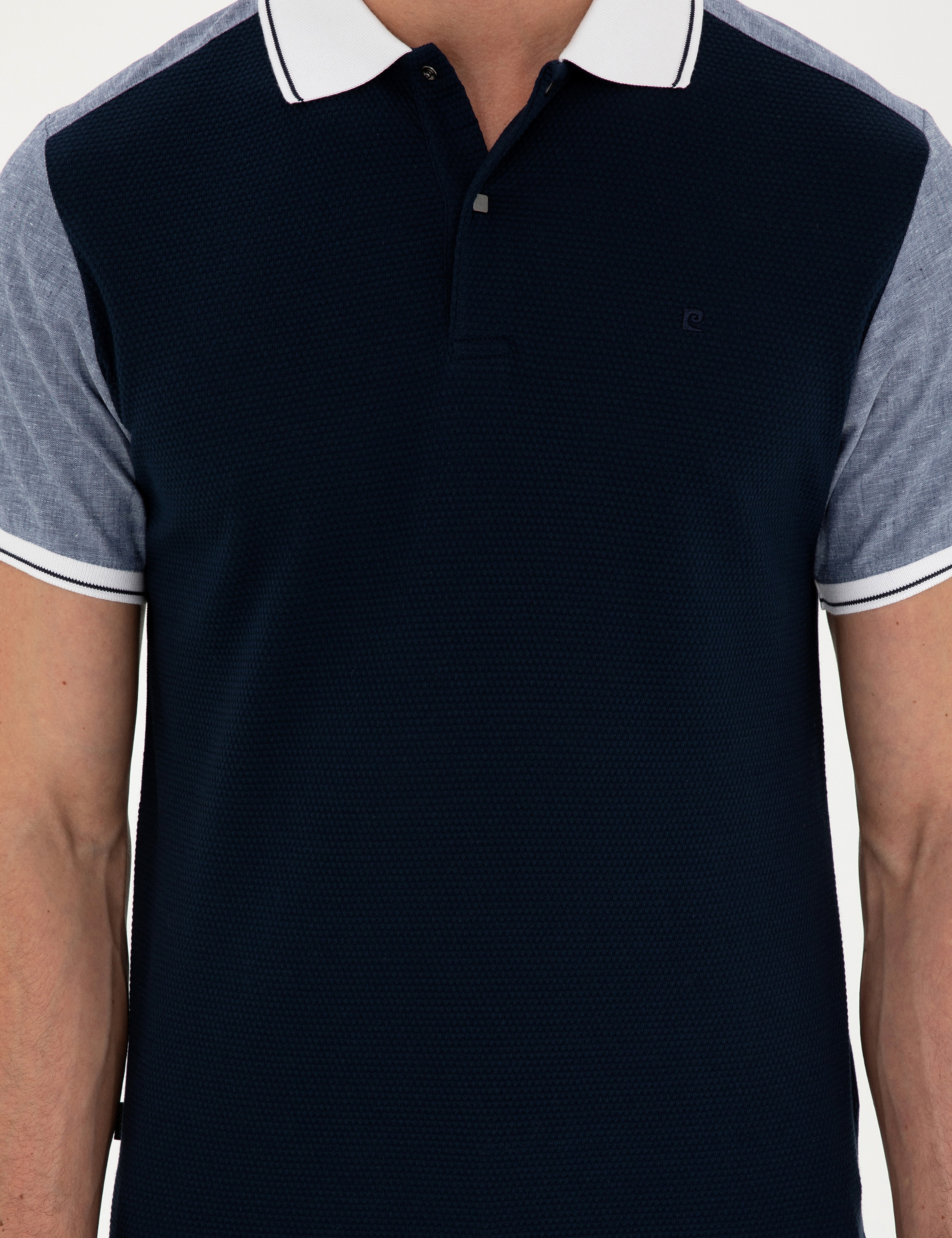 Lacivert Slim Fit %100 Pamuk Düğmeli Polo Yaka Tişört - Image 6