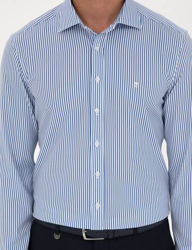 Mavi Çizgili Ex. Slim Fit Uzun Kollu Gömlek