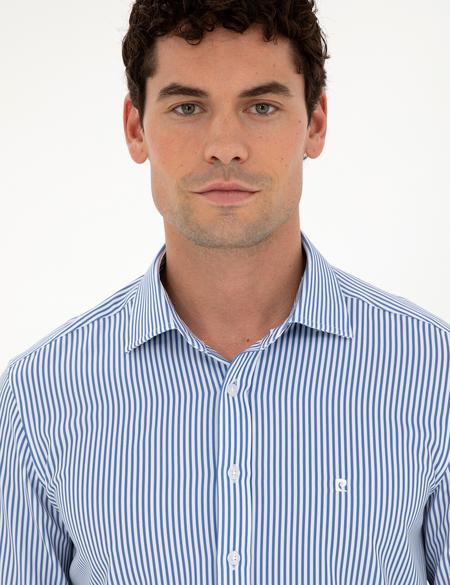 Mavi Çizgili Ex. Slim Fit Uzun Kollu Gömlek - 50294140006