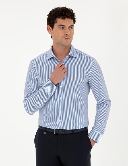 Mavi Çizgili Ex. Slim Fit Uzun Kollu Gömlek - 50294140006