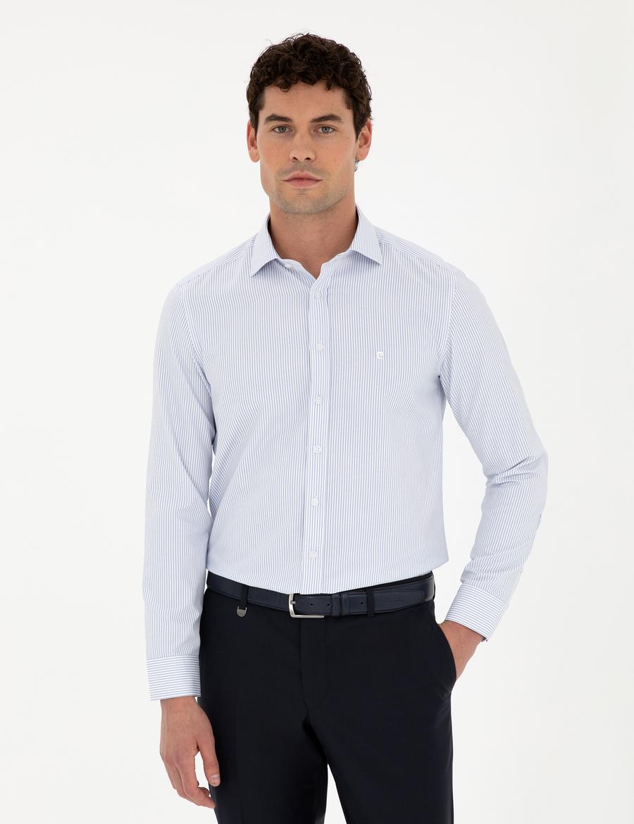 Açık Mavi Slim Fit Uzun Kollu Gömlek