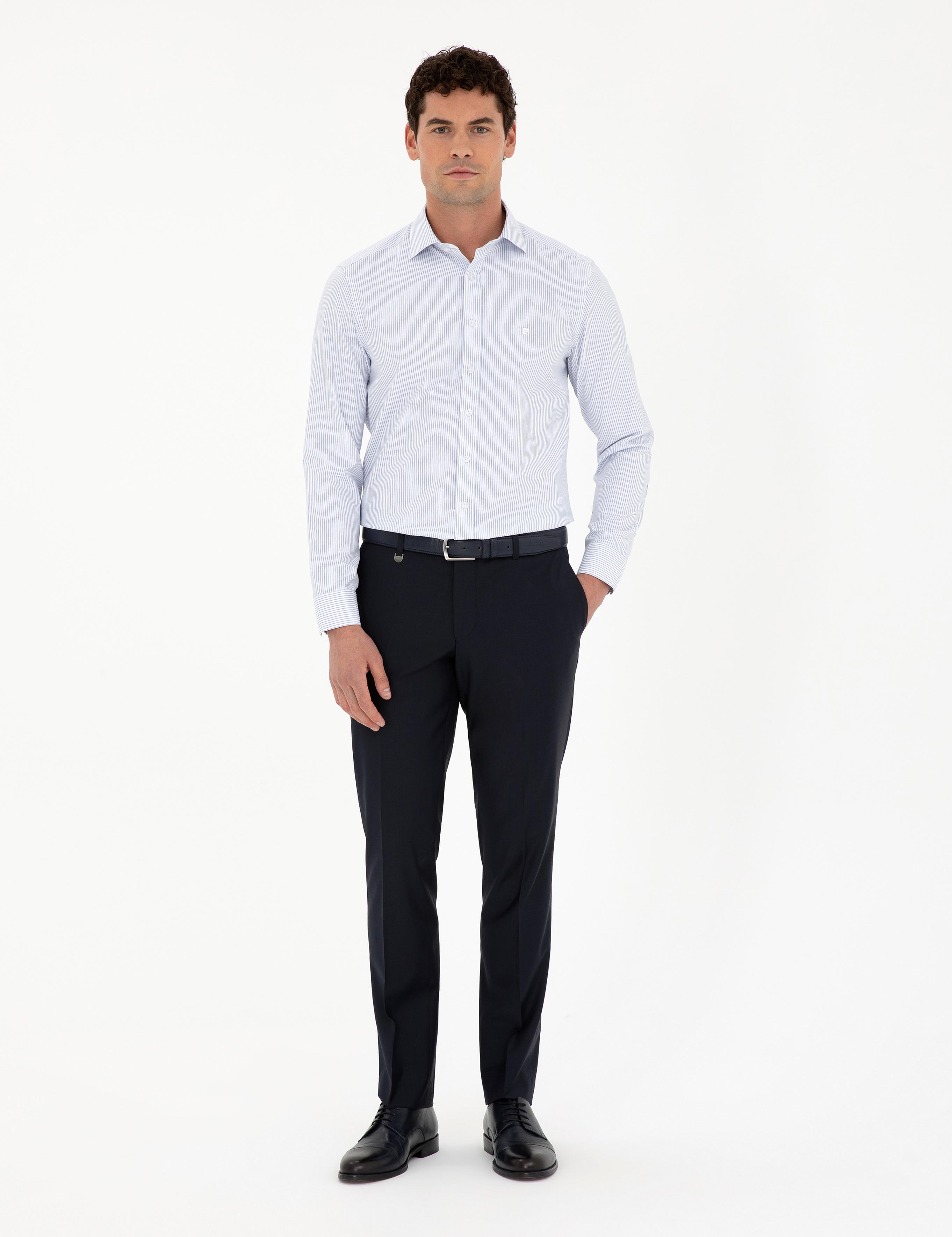 Açık Mavi Slim Fit Uzun Kollu Gömlek