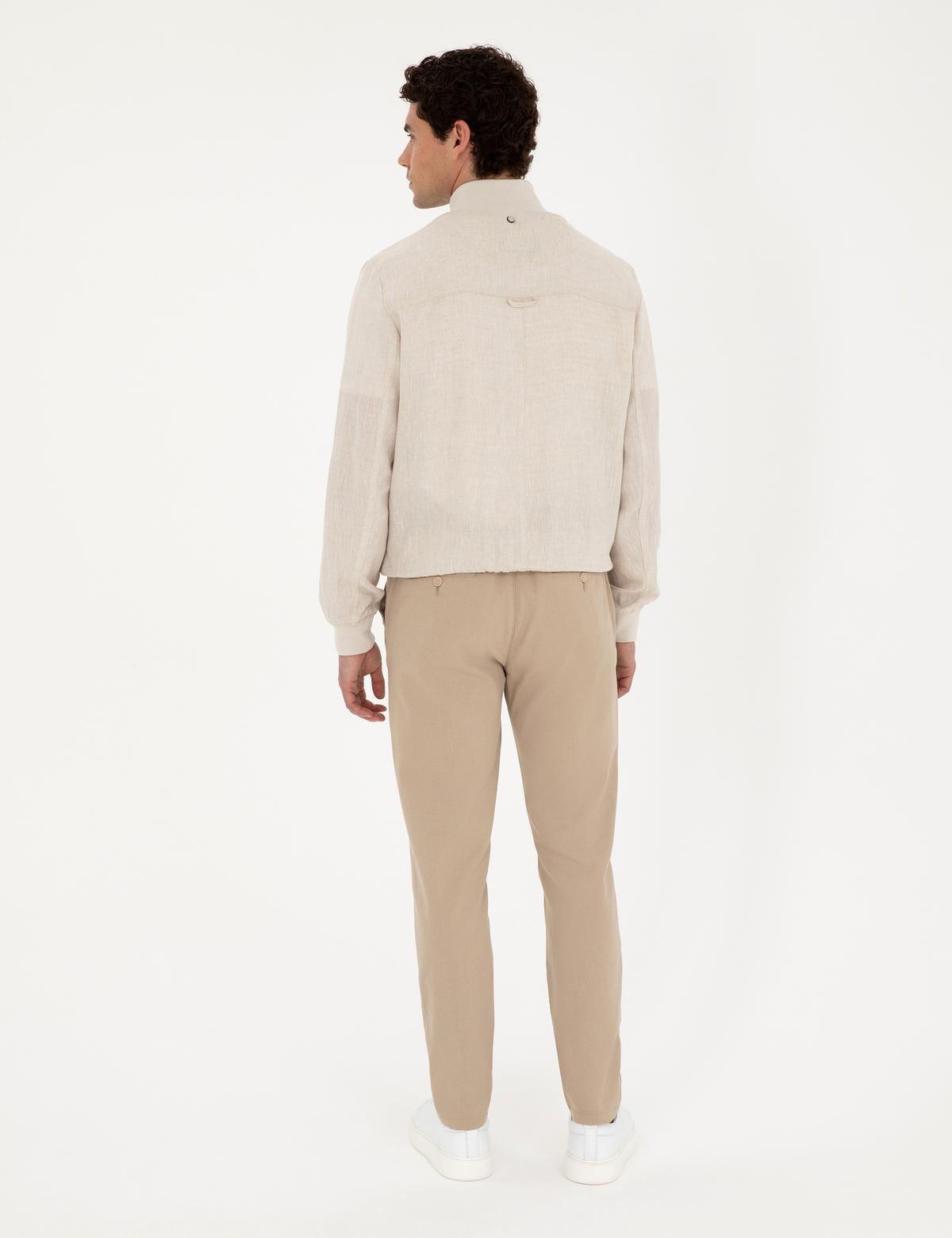 Bej Carrot Fit Keten Karışımlı Kanvas Pantolon - 50291517010