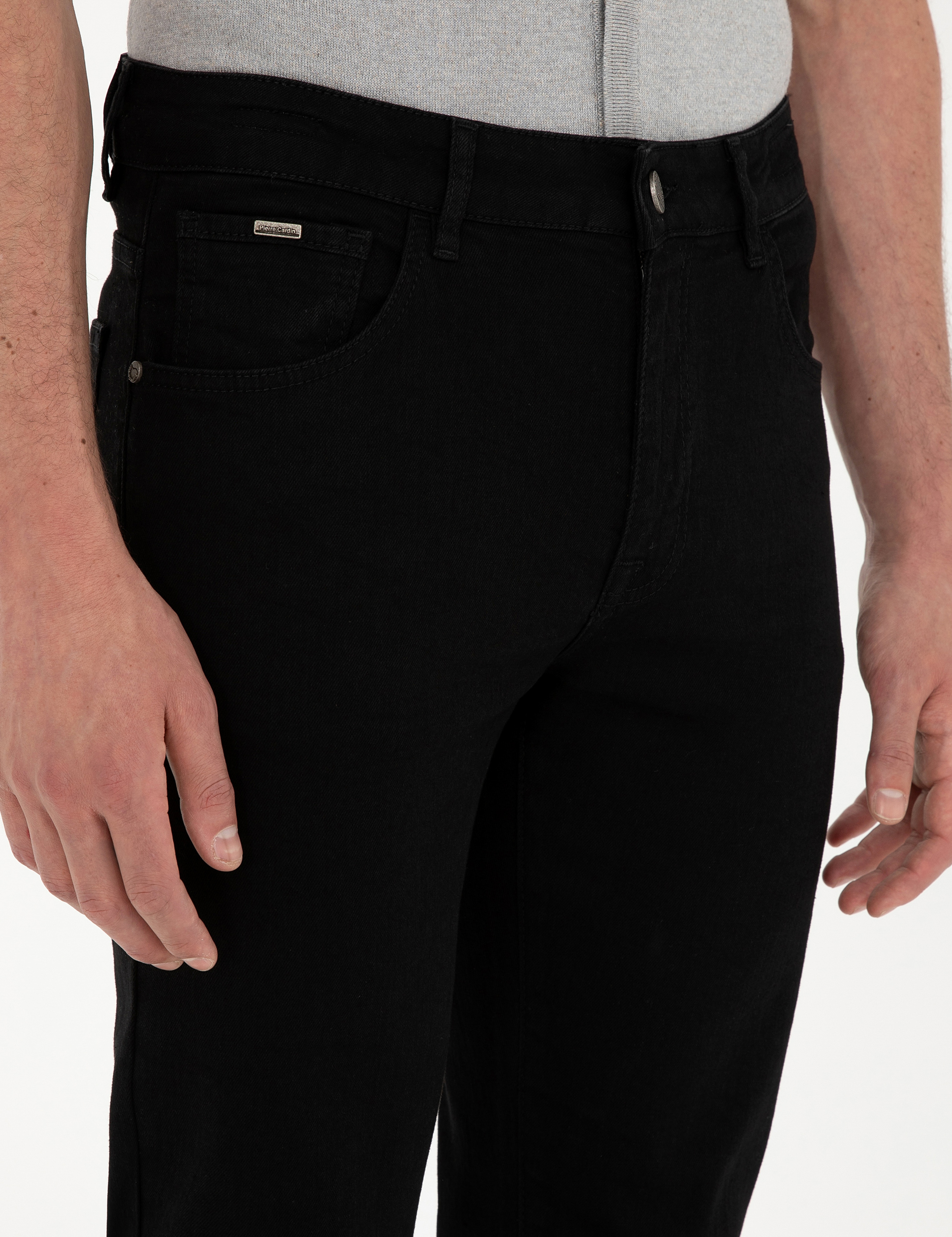 Siyah Straight Fit Jean Pantolon - Image 5