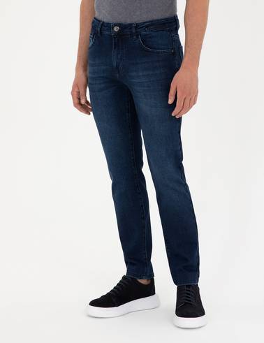 Koyu Lacivert Slim Fit Jean Pantolon