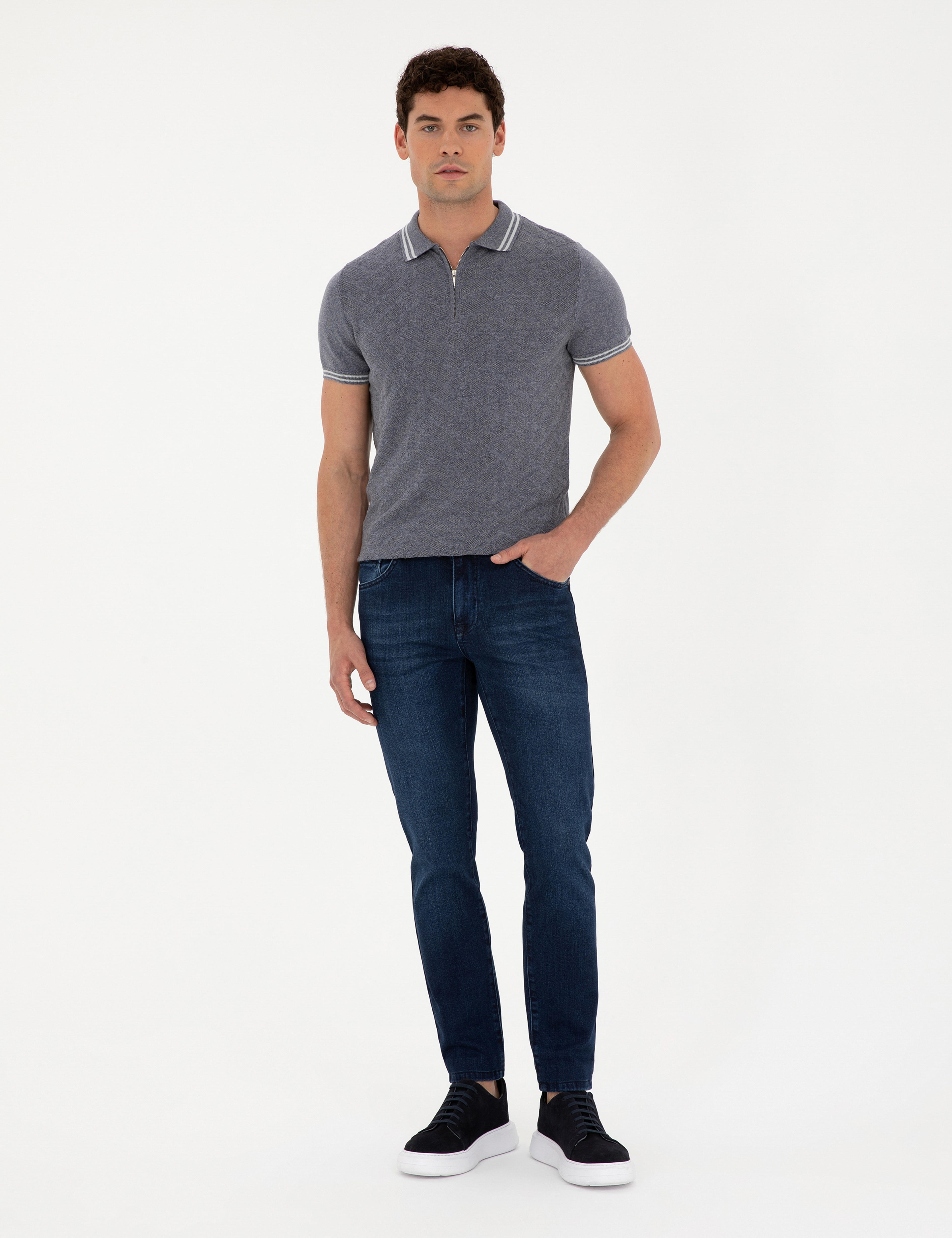 Koyu Lacivert Slim Fit Jean Pantolon - Image 3