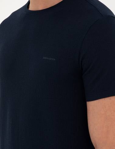 Lacivert Slim Fit Bisiklet Yaka Tişört