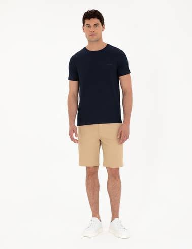 Lacivert Slim Fit Bisiklet Yaka Tişört