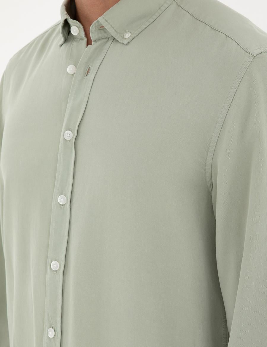 Yeşil Regular Fit Uzun Kollu Gömlek