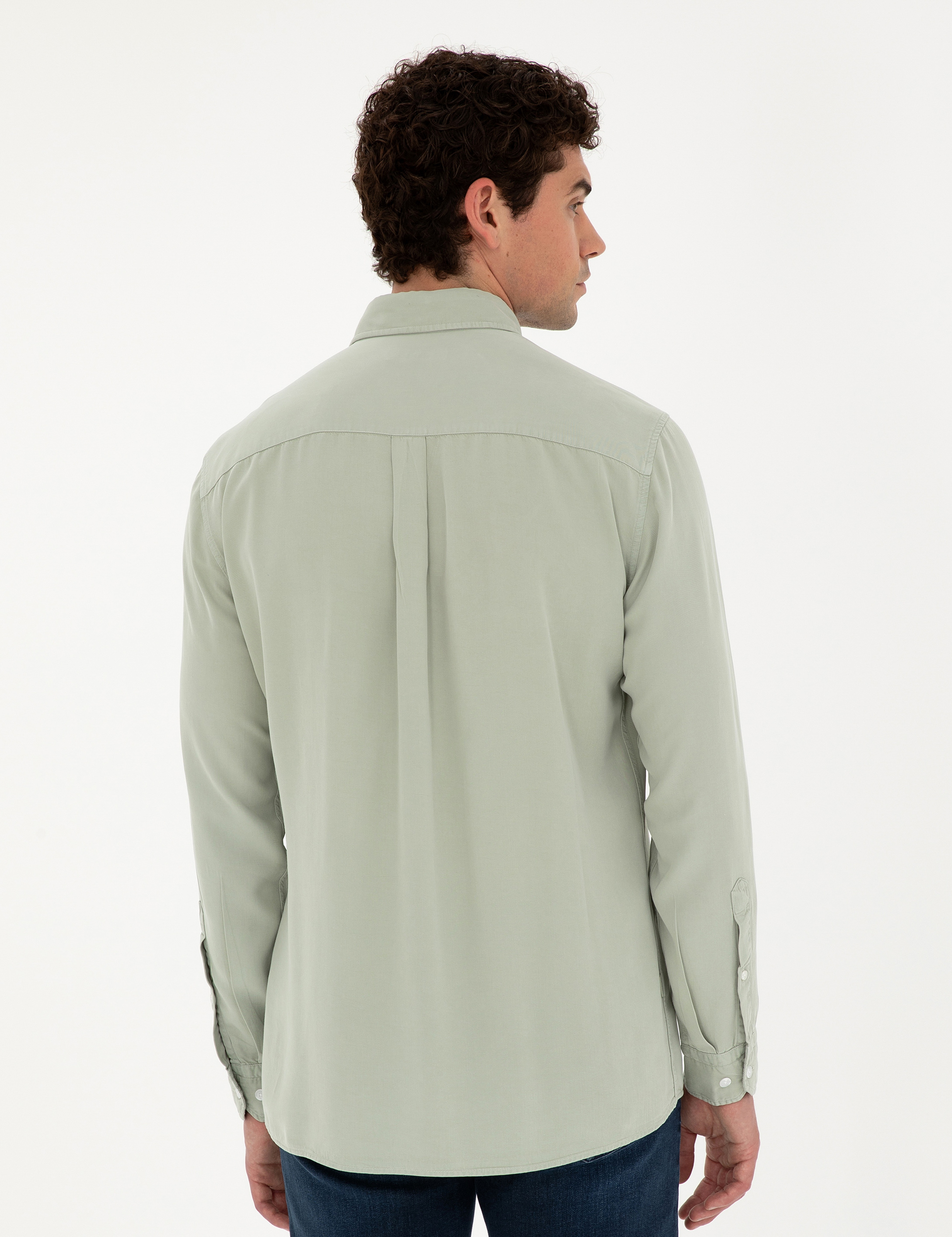 Yeşil Regular Fit Uzun Kollu Gömlek - Image 5