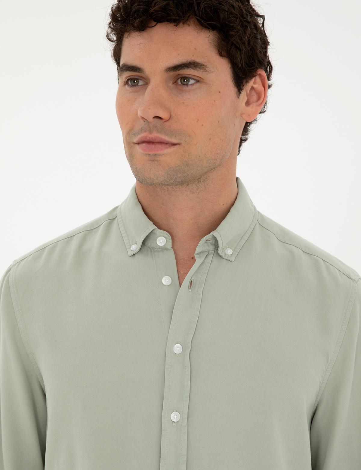 Yeşil Regular Fit Uzun Kollu Gömlek - 50284405008