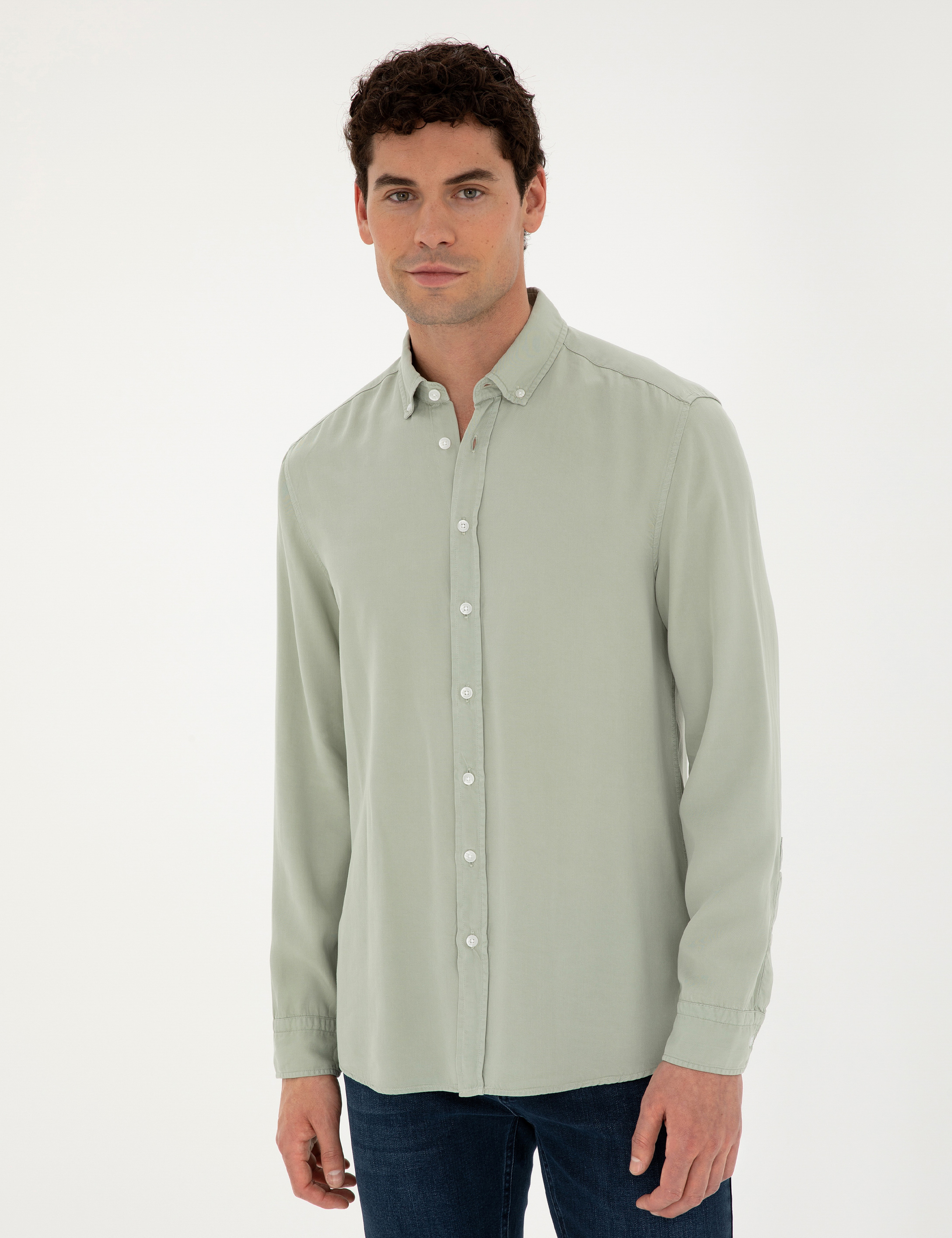 Yeşil Regular Fit Uzun Kollu Gömlek - Image 3