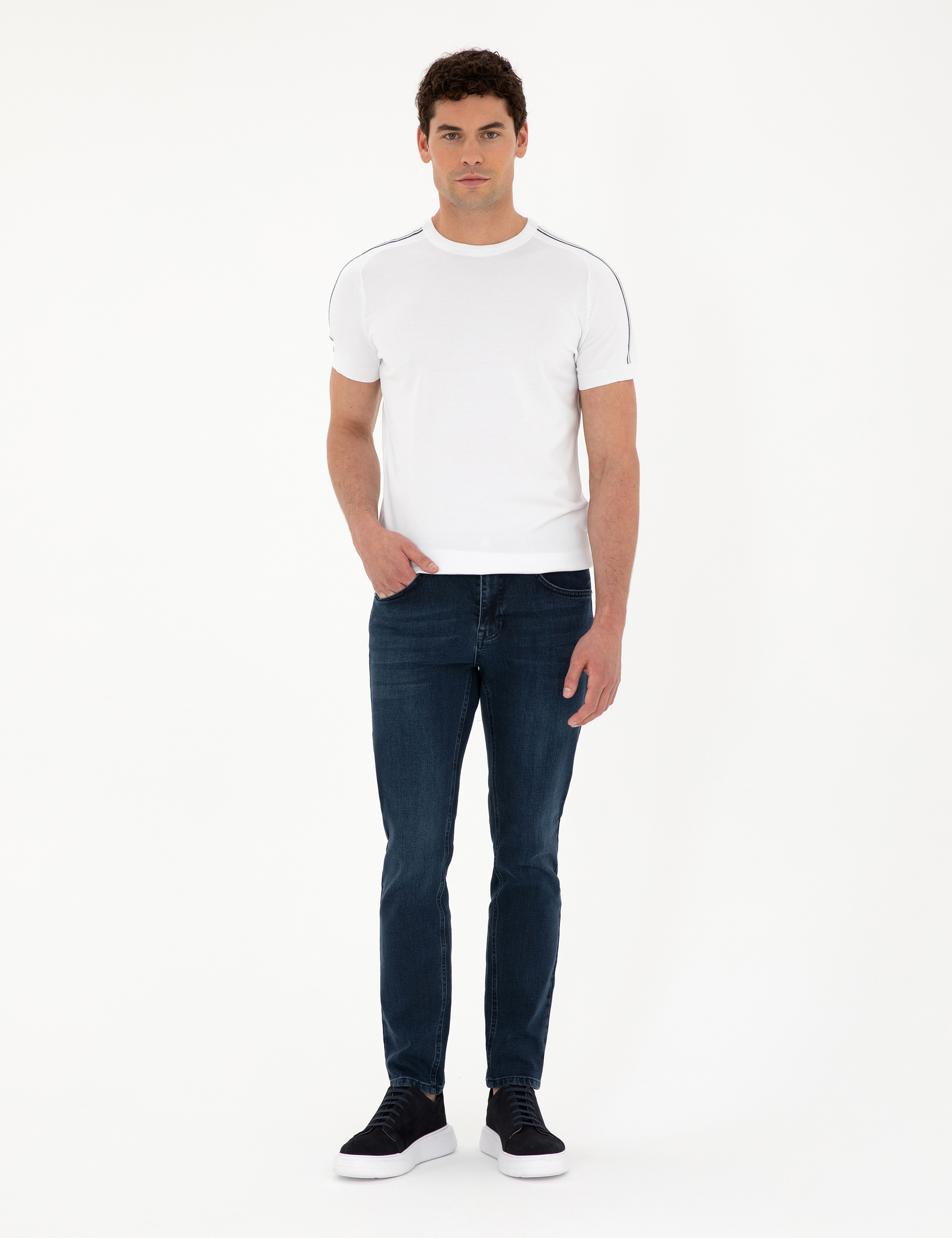 Lacivert Slim Fit Jean Pantolon - Image 1
